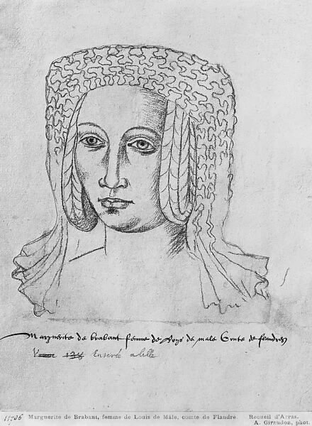 Ms 266 fol. 55 Marguerite de Brabant, wife of Louis II of Flanders, also Louis III of Artois