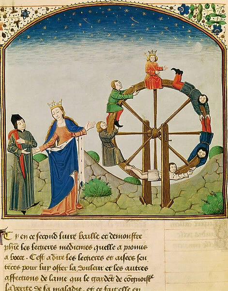 Ms 3045 fol. 22v Boethius with the Wheel of Fortune, from