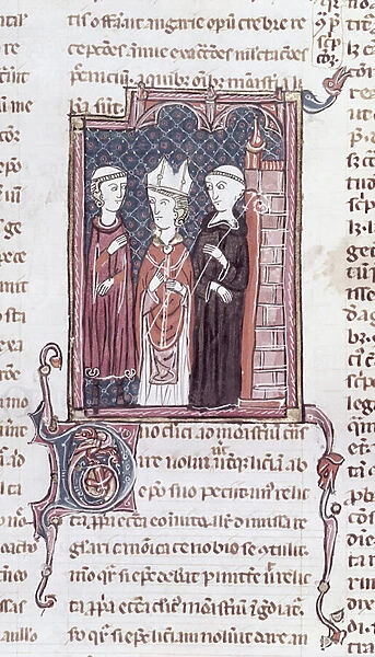 Ms 373 fol. 51v A Monk, a Bishop and an Abbot, from Decrets de Gratien (vellum)