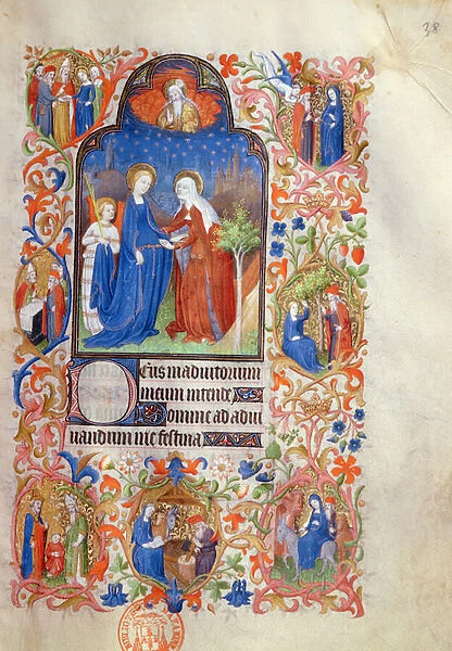 Ms 469 The Visitation, from the Boucicaut Hours, c. 1410 (vellum)