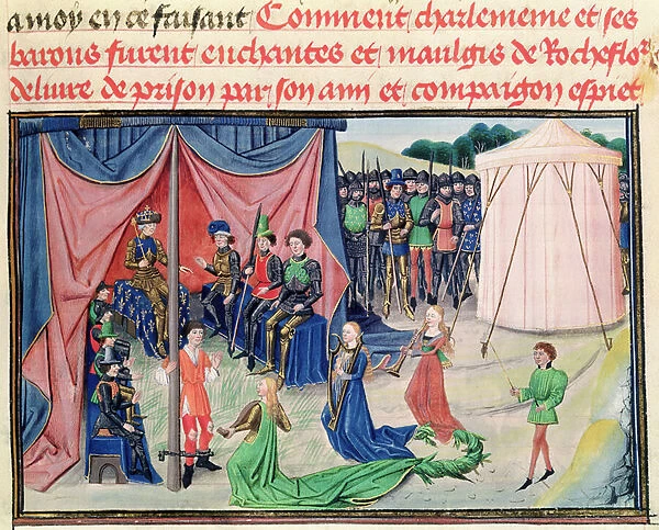 Ms 5072 f. 233v Charlemagne and his barons being enchanted