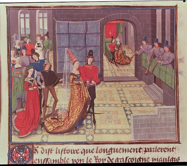 Ms 5073 f. 117v The Marriage, from the Renaud de Montauban cycle (vellum)