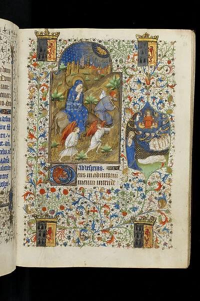 Ms 62 f. 86r The Flight into Egypt, from a Book of Hours, c. 1418 (vellum)