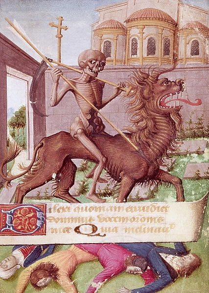 Ms 89 fol. 88 The Triumph of Death, from a Book of Hours (vellum)