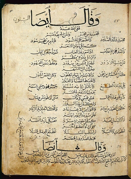 Ms. B86 fol. 55b Poem by Ibn Quzman (copy of a 12th century original) (ink on paper)