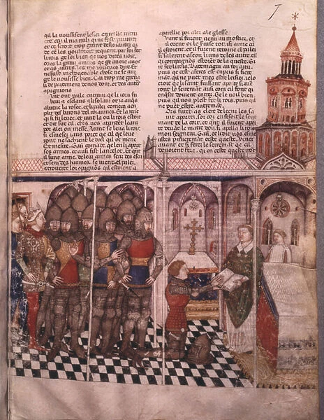 Ms Fr 343 fol. 7 The quest for the Holy Grail and Arthurs death