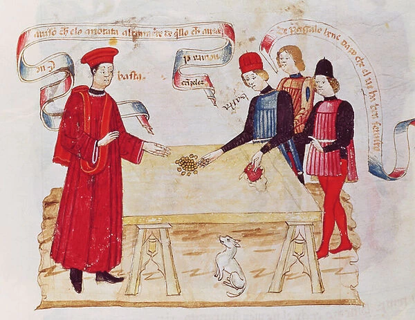 Ms H V-5 Bribing a magistrate, from Book of Privileges (vellum)
