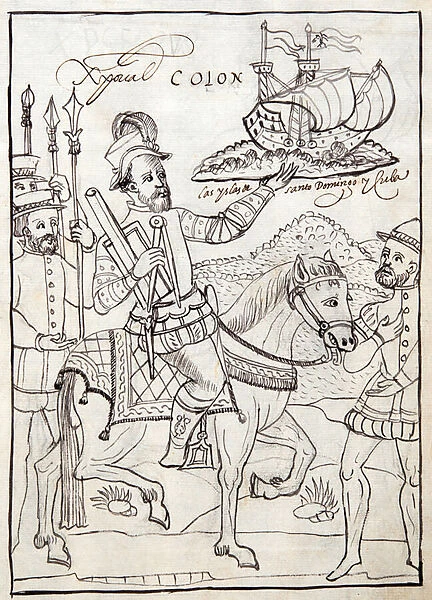 MS Hunter 242 f. 247r Christopher Columbus, illustration from the from
