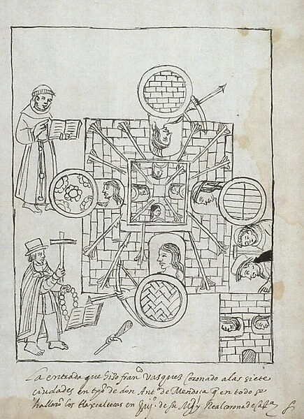 Ms Hunter 242 f. 317r The Spanish Conquest, from Historia de Tlaxcala
