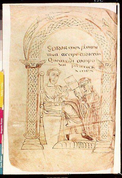 Ms Lat 13396 Fol. 1 Isidore offers his work to his sister Florentina