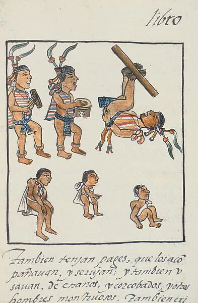 Ms Palat. 218-220 Book IX Aztec entertainers, musicians, jugglers and hunchbacks