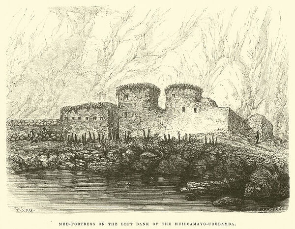 Mud-fortress on the left bank of the Huilcamayo-Urubamba (engraving)