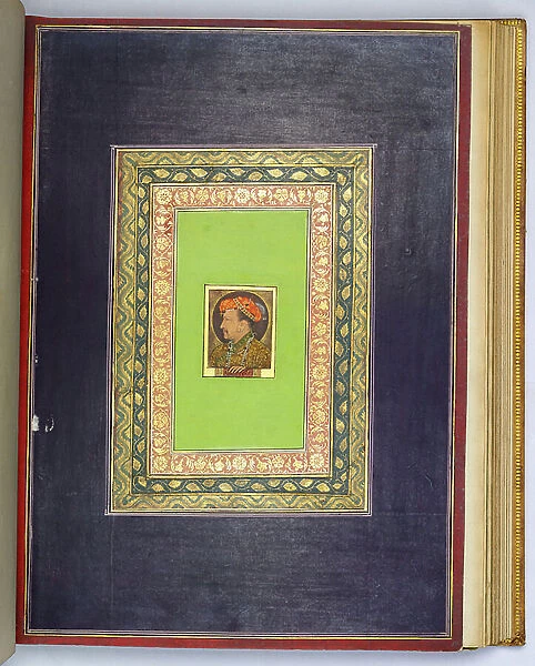 The Mughal emperor Jahangir (1605-28) depicted head and shoulders with a halo. From Sir John Soane's Album, Indian miniatures, c.1620 (miniature)