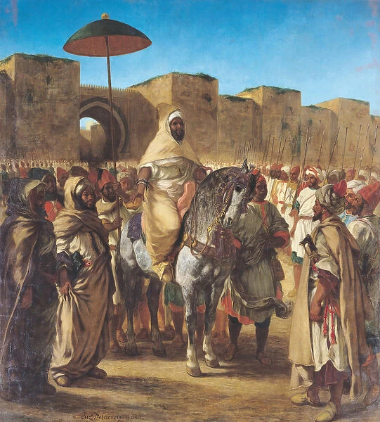 Muley Abd-ar-Rhaman (1789-1859), The Sultan of Morocco, leaving his Palace of Meknes