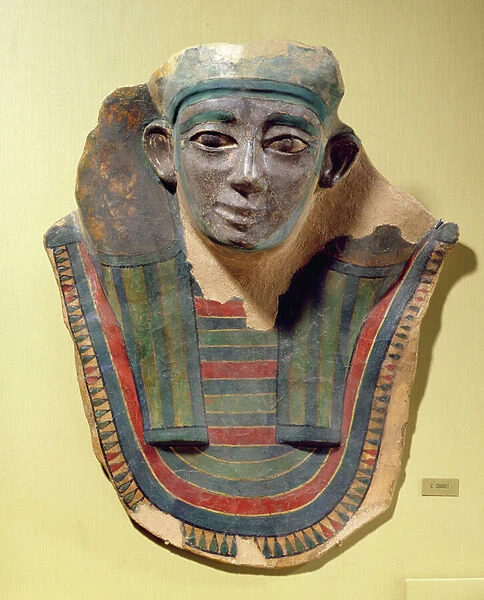 Mummy mask, from Mirgissa (stuccoed and painted plaster)