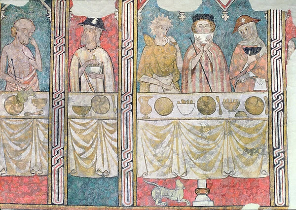 Detail from a mural in the refectory of the Convent of Seu Villa, Lerida, 13th-14th century