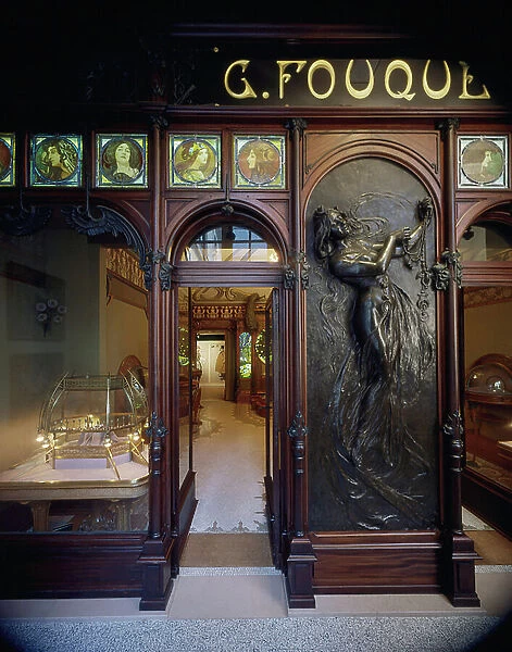 The Musee Carnavalet, 23 rue de Sevigne, Paris 75003. Architect: Nicolas Dupuis in 1548-1560 and rebuilt in 1660 by Francois Mansart. Georges Fouquet's jewelery, 6 rue Royale in Paris, designed in 1900 by Alphonse Mucha