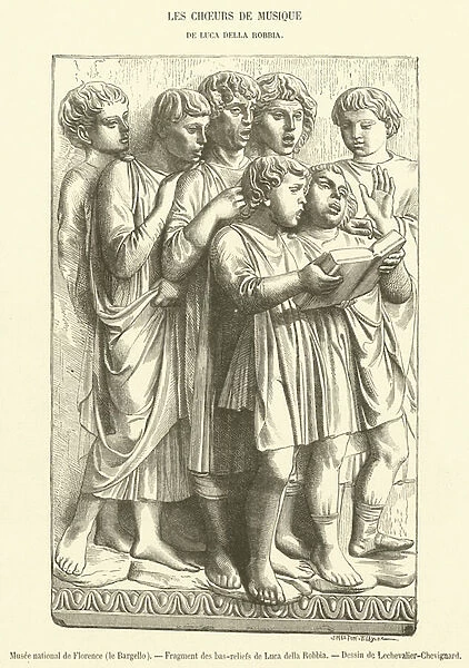 Musee national de Florence, le Bargello, Fragment des bas-reliefs de Luca della Robbia (engraving)