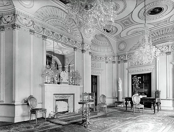 The Music Room at Home House, 20 Portman Square, London, from The Country Houses of Robert Adam, by Eileen Harris, published 2007 (b / w photo)