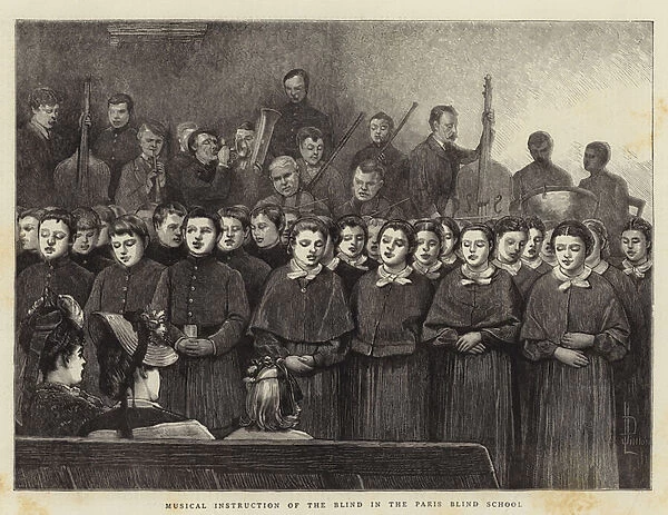Musical Instruction of the Blind in the Paris Blind School (engraving)