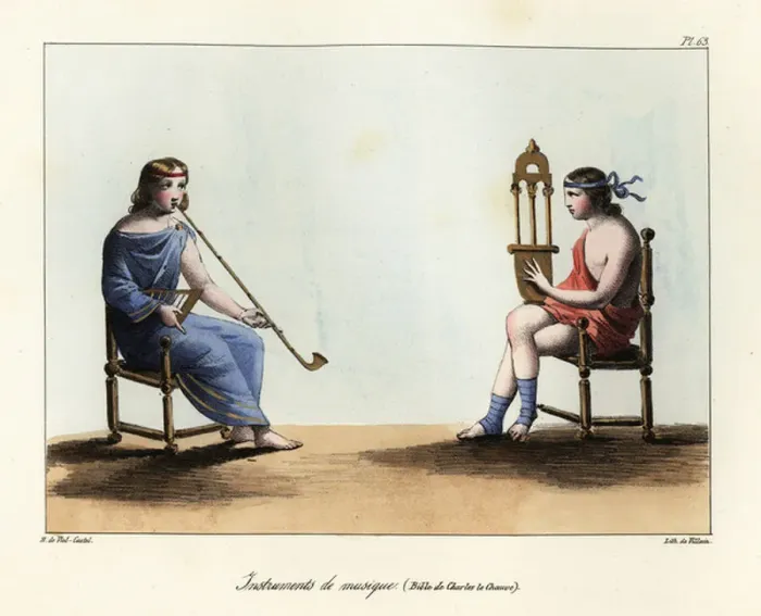 Framed Print : Musical instruments in the time of King David Framed Print : Musical instruments in the time of King David