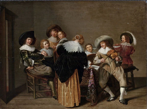 A Musical Party - peinture de Dirck Hals (1591-1656) - Oil on wood - 37x50 - National