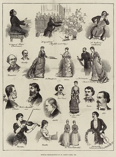 Musical Recollections of St Jamess Hall, 1883 (engraving)