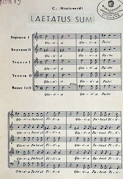 Musical score of Dixit dominus by Monteverdi