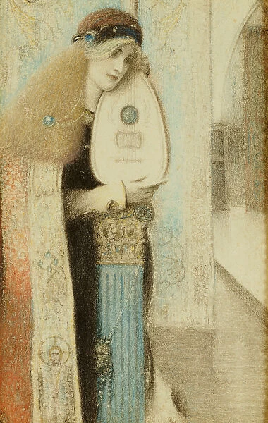 A Musician, c. 1899 (w  /  c & coloured crayons on paper)