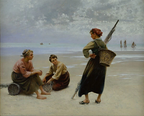 Mussel Gatherers, Brittany (oil on canvas)