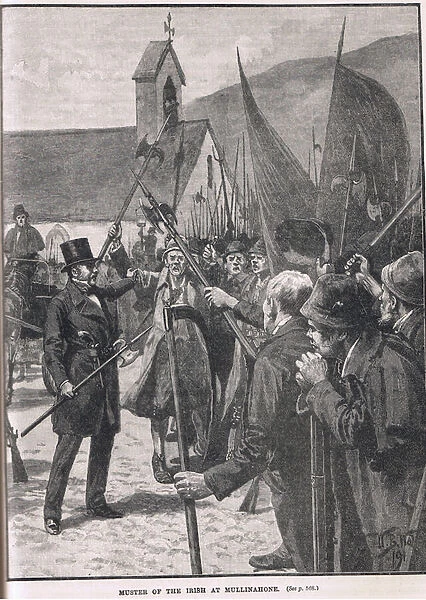 Muster of the Irish at Mullinahone, illustration from Cassells