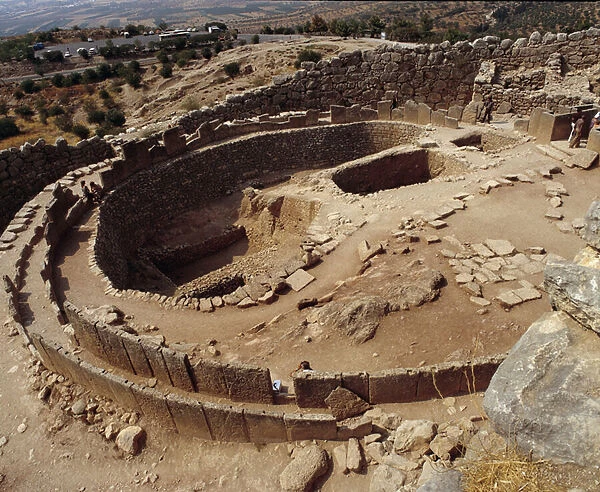 Mycenian civilization: circle of tombs on the ancient site of Mycenes. 1300 BC