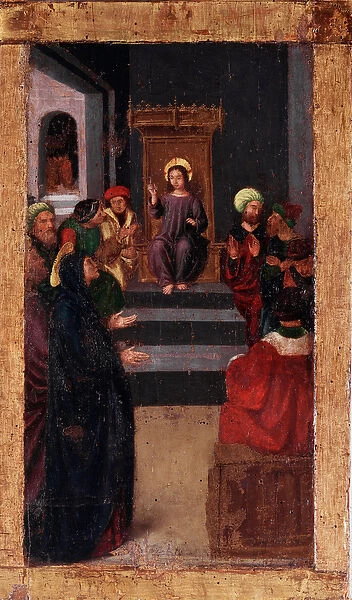 Mysteries of the Rosary: Jesus among the doctors in the Temple (Wood painting, 1512-1513)
