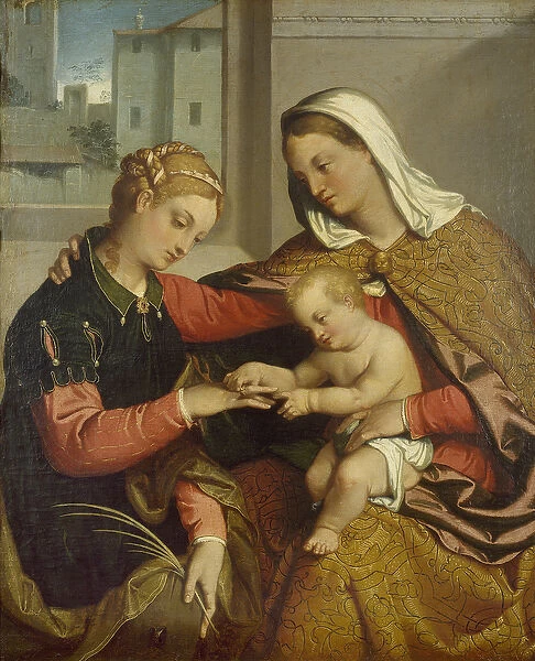 The Mystic Marriage of St. Catherine, 16th century (oil on canvas)