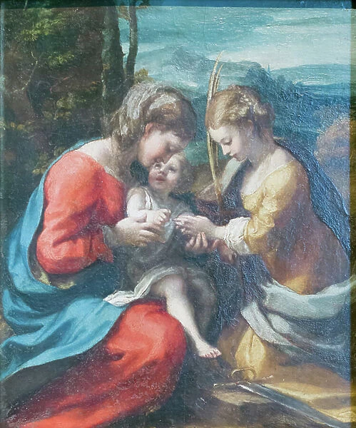 Mystical marriage of Saint Catherine, 1517-18, Correggio (oil on canvas)