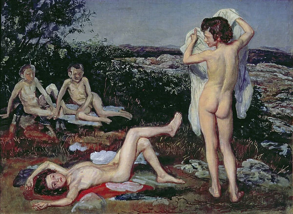 Four Naked Boys, study for The Appearance of Christ before the People