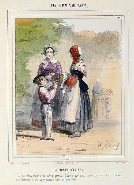 The Nanny, from Les Femmes de Paris, 1841-42 (coloured litho)