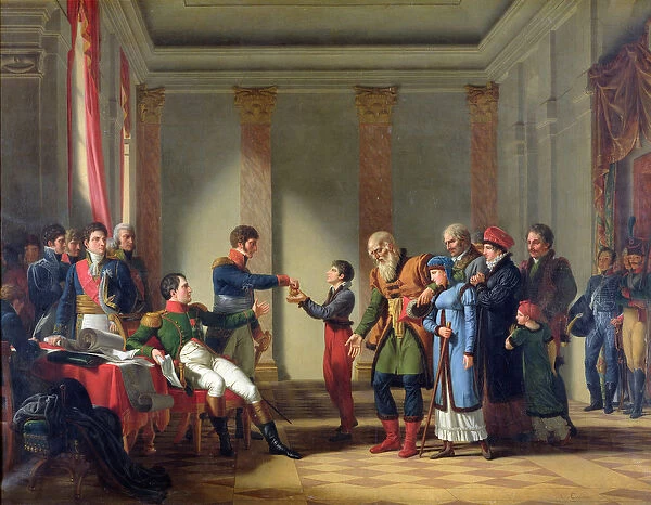 Napoleon Bonaparte (1769-1821) Giving a Pension of A Hundred Napoleons to the Pole