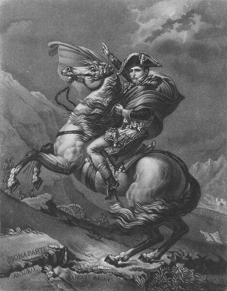 Napoleon Bonaparte crossing the Alps (engraving)