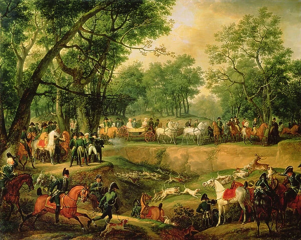 Napoleon on a hunt in the Compiegne Forest, 1811 (oil on canvas)