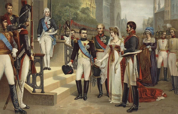 Napoleon I and the Queen of Prussia (coloured lithograph)
