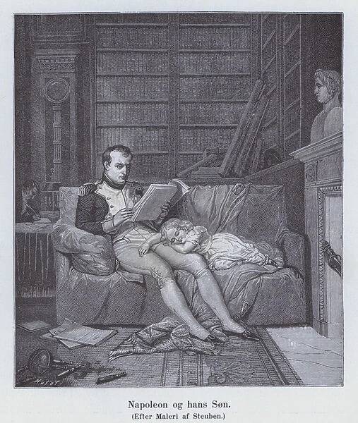 Napoleon I and his son (litho)