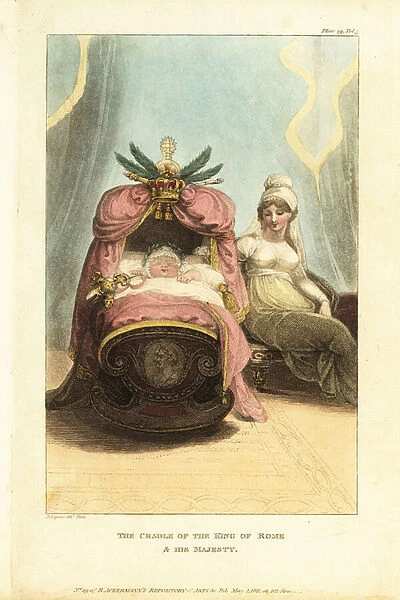 Napoleon II asleep in his cradle with his mother Marie Louise of Austria by his side, 1811