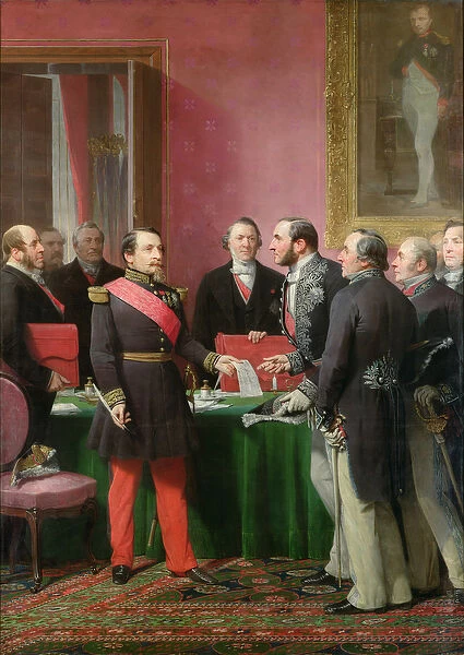 Napoleon III (1808-73) Hands Over The Decree allowing the Annexation of the Suburban