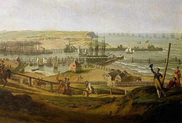 Napoleon Visiting the Camp at Boulogne in July 1804, detail of the port, 1806 (oil