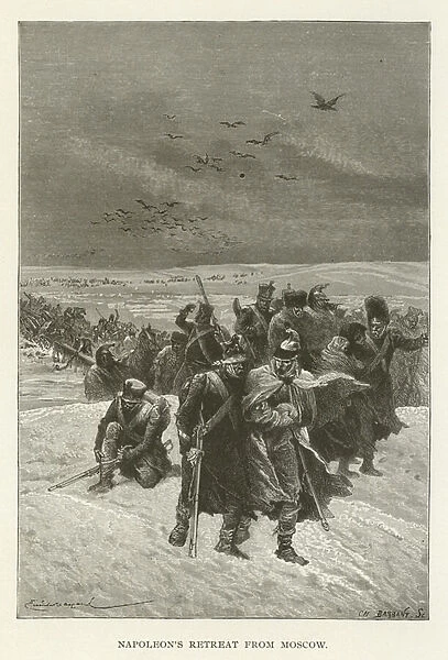 Napoleons retreat from Moscow (engraving)