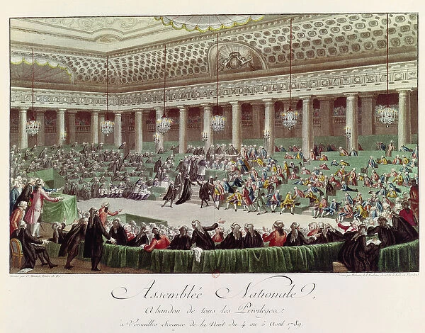 The National Assembly Renounces all Privileges, 4th August 1789, engraved by Helman
