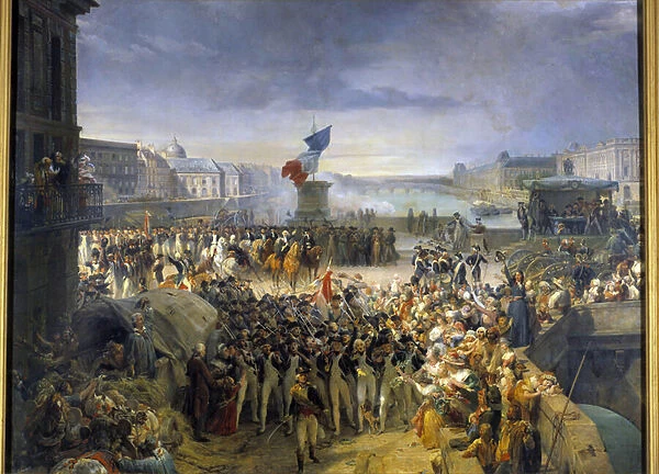 The National Guard of Paris, assembled on Pont Neuf, left for the army in September 1792