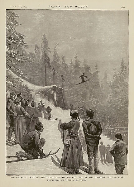 National ski races, Holmenkollen, Christiania, Norway (engraving)