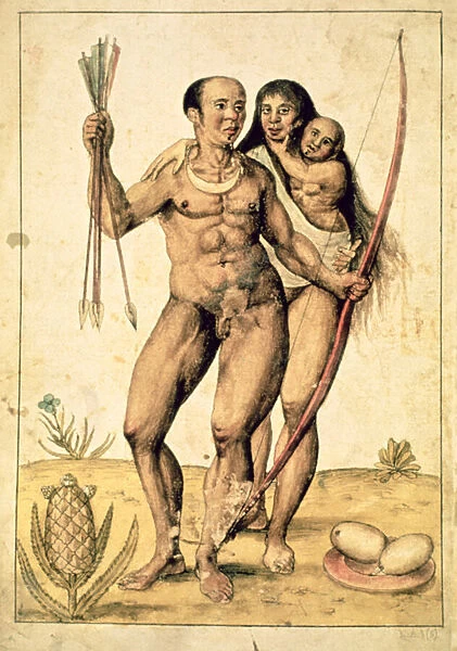 A Native American Family, c. 1585-87 (w  /  c on paper)